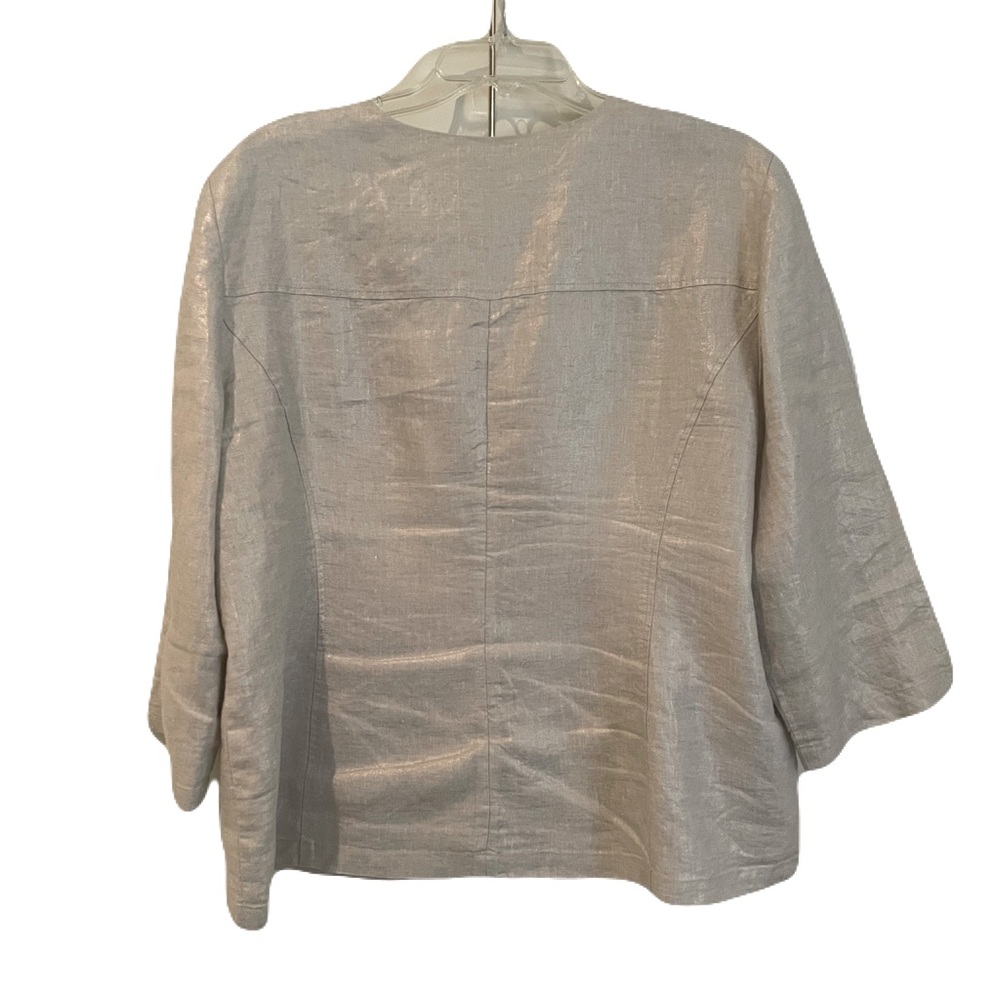 Chico’s Linen Metallic Gold Zip Up Front Jacket Size 3 / XL / 16 - Picture 2 of 16